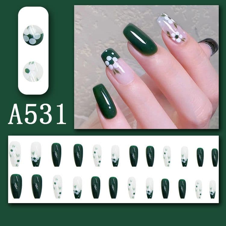 image-Summer fresh, sweet and cool style manicure, wearable nail pieces, French line blending, removable fake nail pieces, finished products wholesale