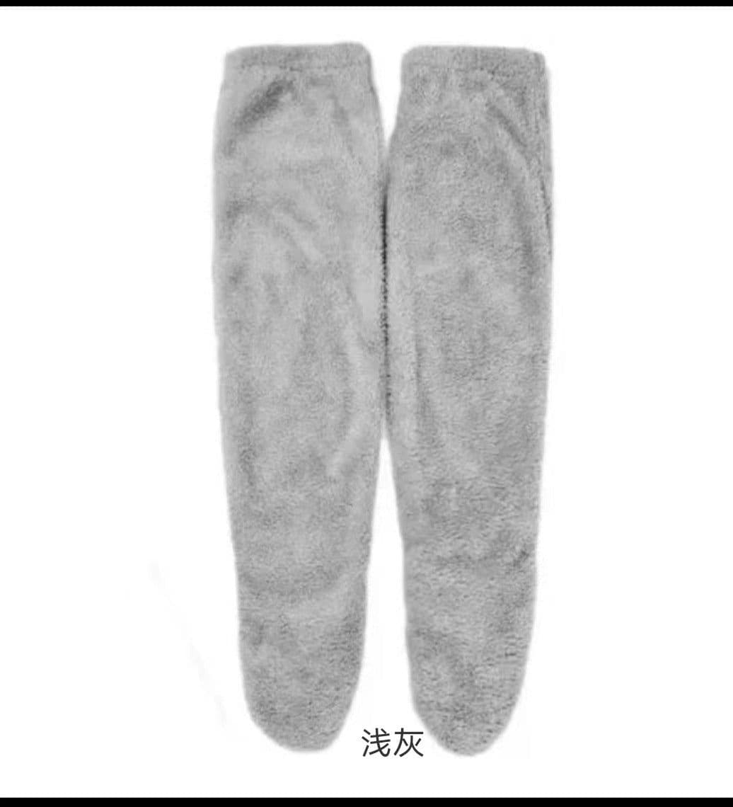 image-Women's Teddy Bear Floor Socks - Light Grey Knee High