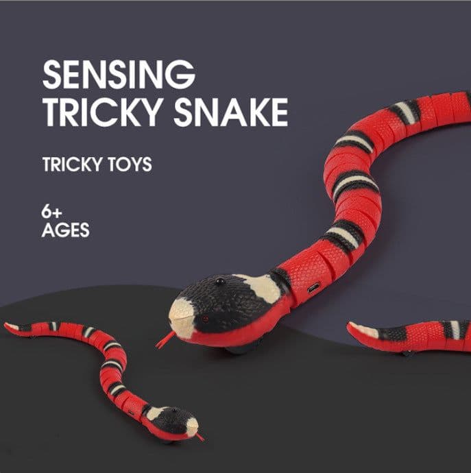 image-Pet remote control electric induction intelligent obstacle avoidance Bungarus snake snake cat toy scary trick rattlesnake