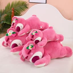 image-Strawberry Bear Plush Toy Pink Soft Doll