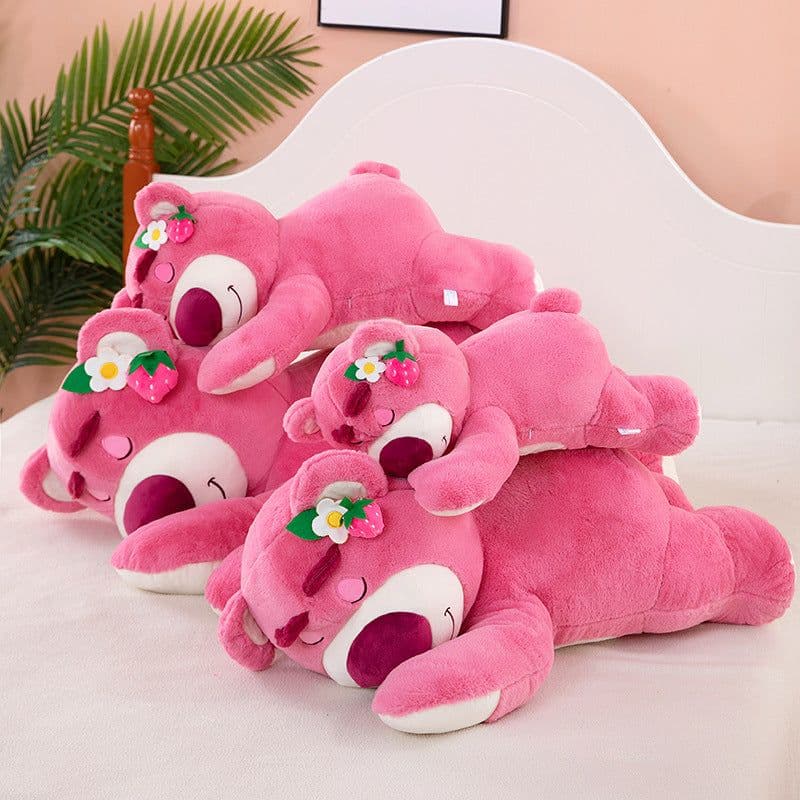 image-Strawberry Bear Plush Toy Pink Soft Doll
