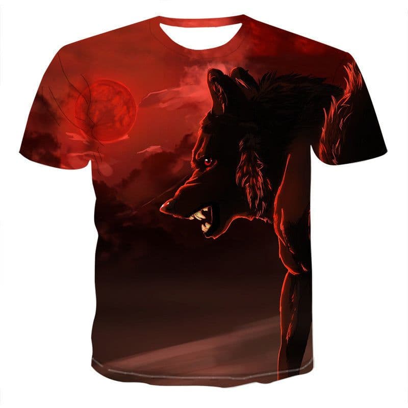 image-Wolf 3D Print T-Shirt - Black Short Sleeve