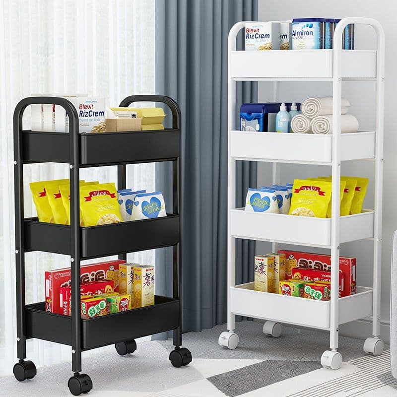 image-Small Trolley Rack Multi-Layer Storage - Black