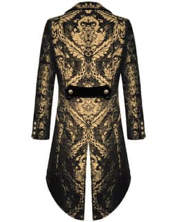 image-Fashion Men's Gothic Steampunk Tailcoat Jacket Black Damask Wedding Coat