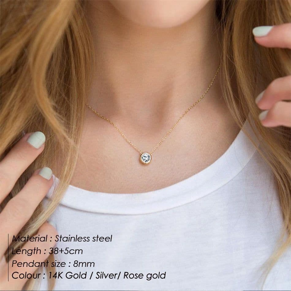 image-JUJIE Rhinestone Necklace - Rose Gold Geometric