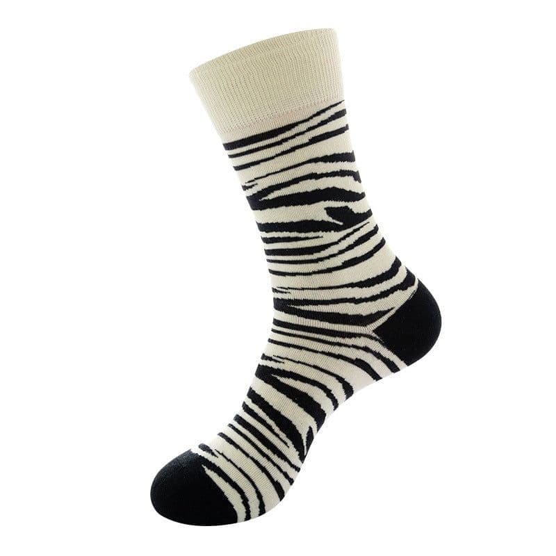 image-Mo Xi Stripe Socks - Mid Tube Cotton Unisex 41-46