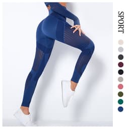 image-Cross-border new seamless knitted quick-drying hollow yoga fitness pants high-waisted hip-lifting tight-fitting sports yoga pants in stock