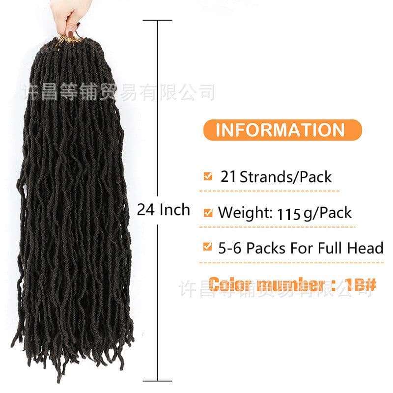 image-10-36inch chemical fiber crochet wig black earthworm curl Soft Locs Crochet Hair21 pieces