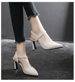 image-Fashion single shoes sandals women's summer 2023 new spring thick heel medium heel soft leather Baotou fashion women's shoes high heels