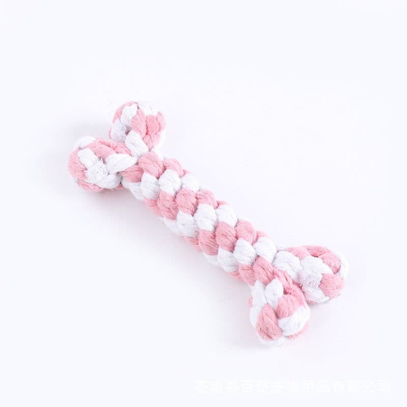 image-Cotton Rope Dog Teeth Cleaning Toy - Green and White
