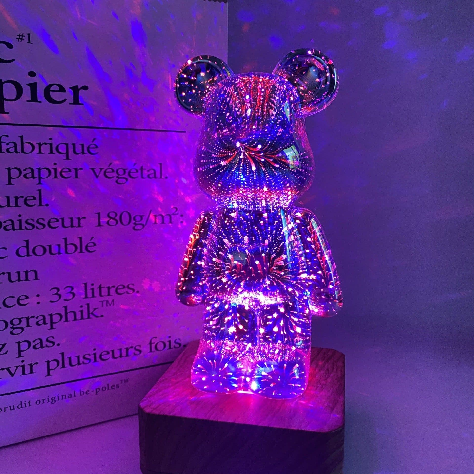 image-3D Fireworks Bear Night Light - Colorful USB Lamp