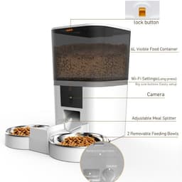 image-Smart Pet Feeder 4L/6L Dual Feeding Camera Adjustable Video White/Black