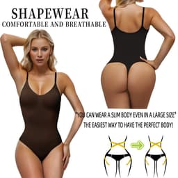 image-Nigar Seamless Shaping Bodysuit - Black Thong