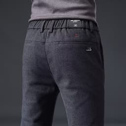 image-Men's Casual Pants - Black Straight Fit Size 28