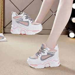 image-2022 daddy shoes women's ins comfortable high-heeled casual wear-resistant thick bottom heightening net red new sports shoes women Korean version