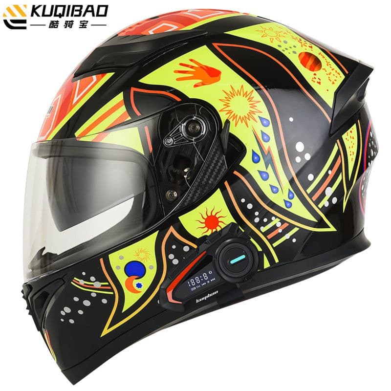 image-Coolqibao Motorcycle Full-Face Helmet Bluetooth XXL Gray