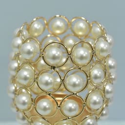 image-Metal Candlestick Holder - Gold Pearl 11.5x32cm