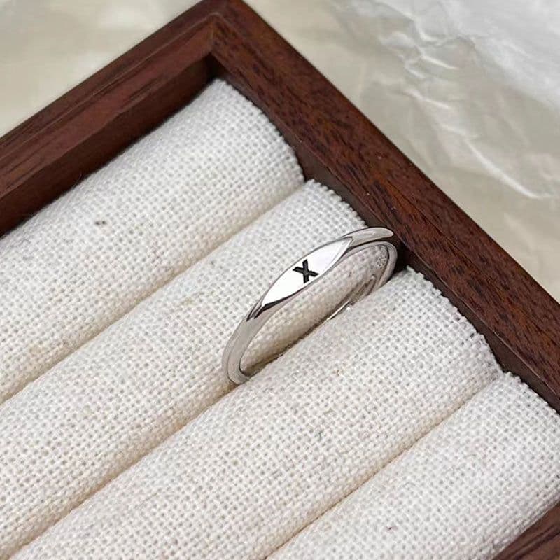 image-S925 Sterling Silver Letter Ring - Adjustable