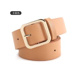 image-Women's Belt Brown Imitation Leather Square Buckle