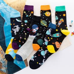 image-Mo Xi Stripe Socks - Mid Tube Cotton Unisex 41-46