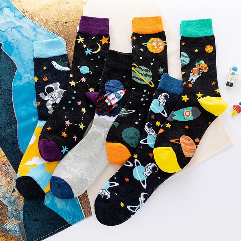 image-Mo Xi Stripe Socks - Mid Tube Cotton Unisex 41-46