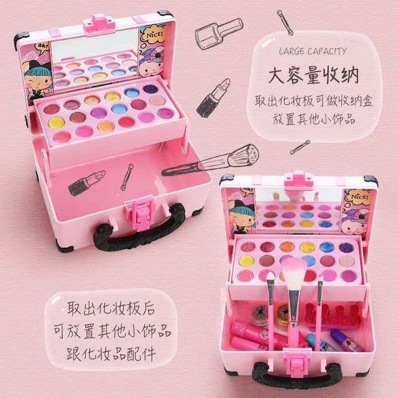 image-Cross-border children's cosmetics toys 68927 princess nail polish handbag Amazon girls makeup box gift