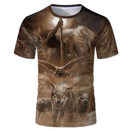 image-Wolf 3D Print T-Shirt - Black Short Sleeve