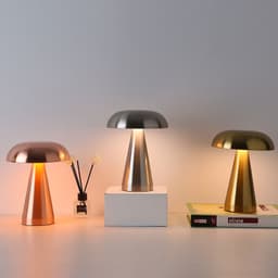 image-Rechargeable Glass Mushroom Night Light - Rose Gold 8"