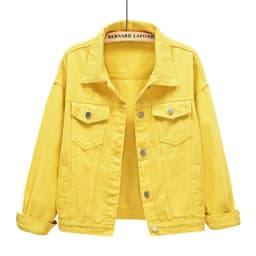 image-Women's Denim Jacket - Dark Blue Short Casual
