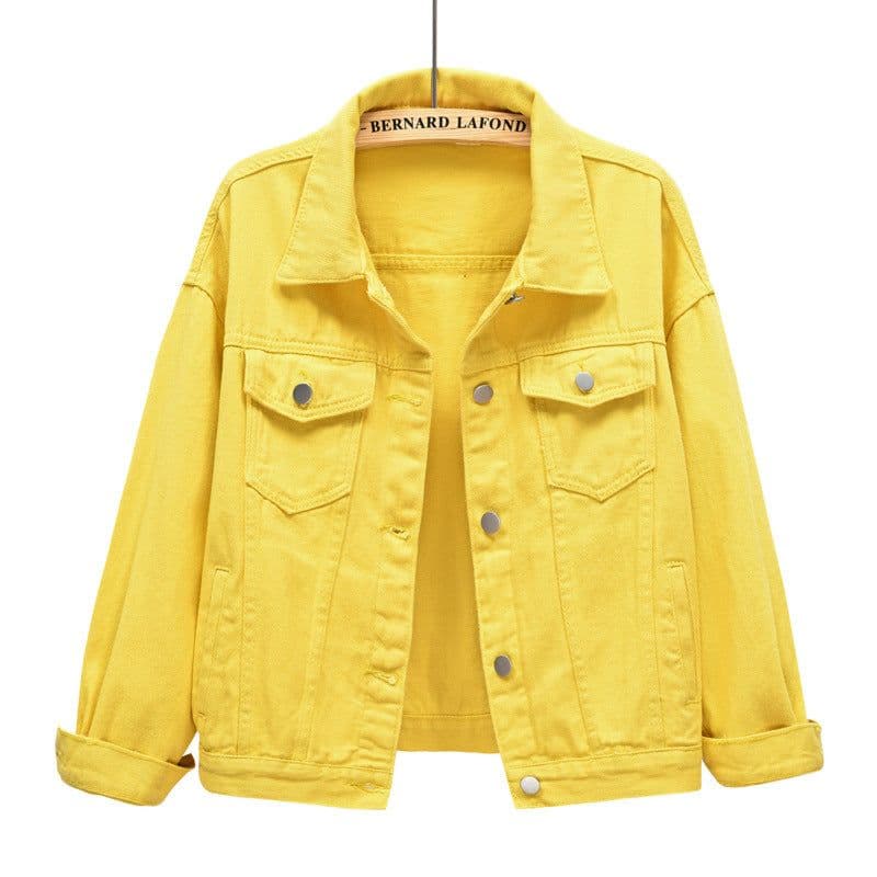 image-Women's Denim Jacket - Dark Blue Short Casual