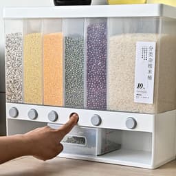 image-Household Japanese-style wall-mounted rice storage box moisture-proof and insect-proof sealed pull miscellaneous grain tank large capacity multi-compartment miscellaneous grain rice bucket