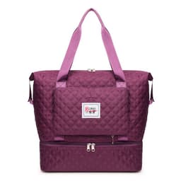 image-Travel Fitness Bag - Red Large Capacity Yoga Shoulder Tote - Dry Wet Separation