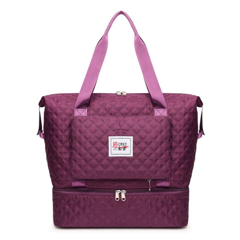 image-Travel Fitness Bag - Red Large Capacity Yoga Shoulder Tote - Dry Wet Separation