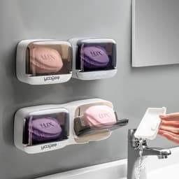 image-Yukichi Soap Box - White Grey ABS Wall-Mounted