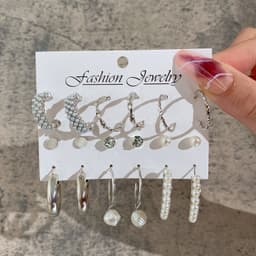 image-Acrylic Pearl Earring Set - 5 Pairs Mixed Style Women