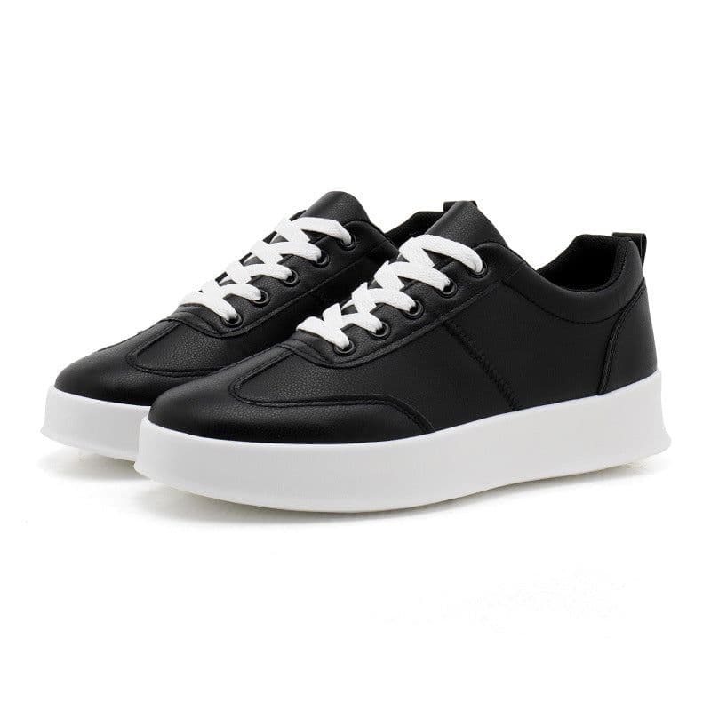image-Men's White Low Top Sneakers - Breathable Casual Shoes
