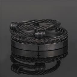 image-Stainless Steel Geometric Bracelet Men - Retro