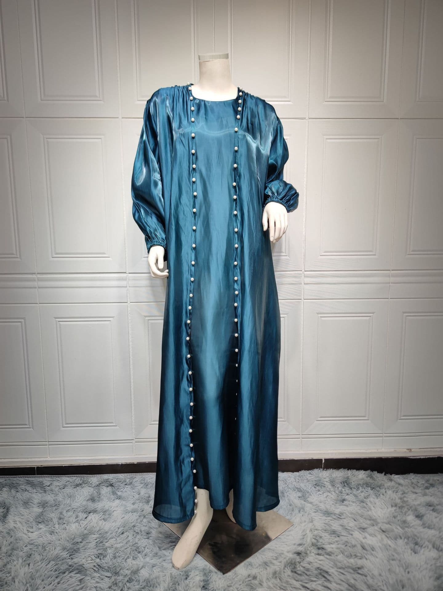 image-ABOs Muslim Dress - Malachite Green Beaded