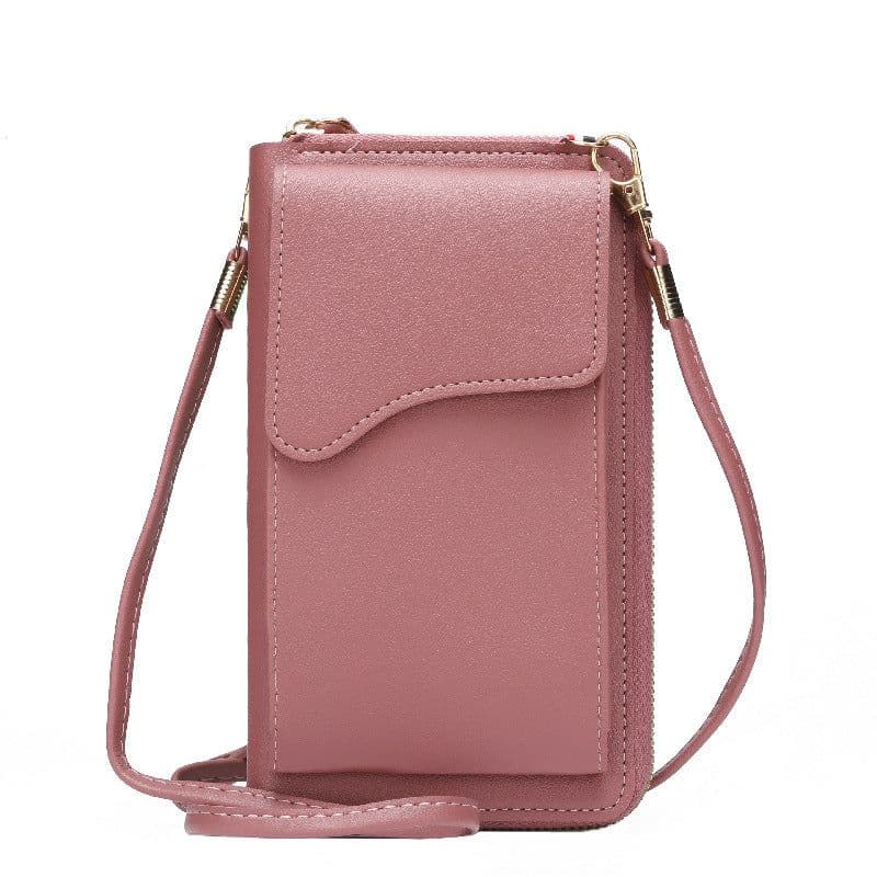 image-Light Purple PU Leather Phone Bag - Korean Style