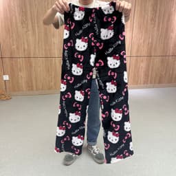image-Flannel Cartoon Hello Kitty Pajama Pants - Pink