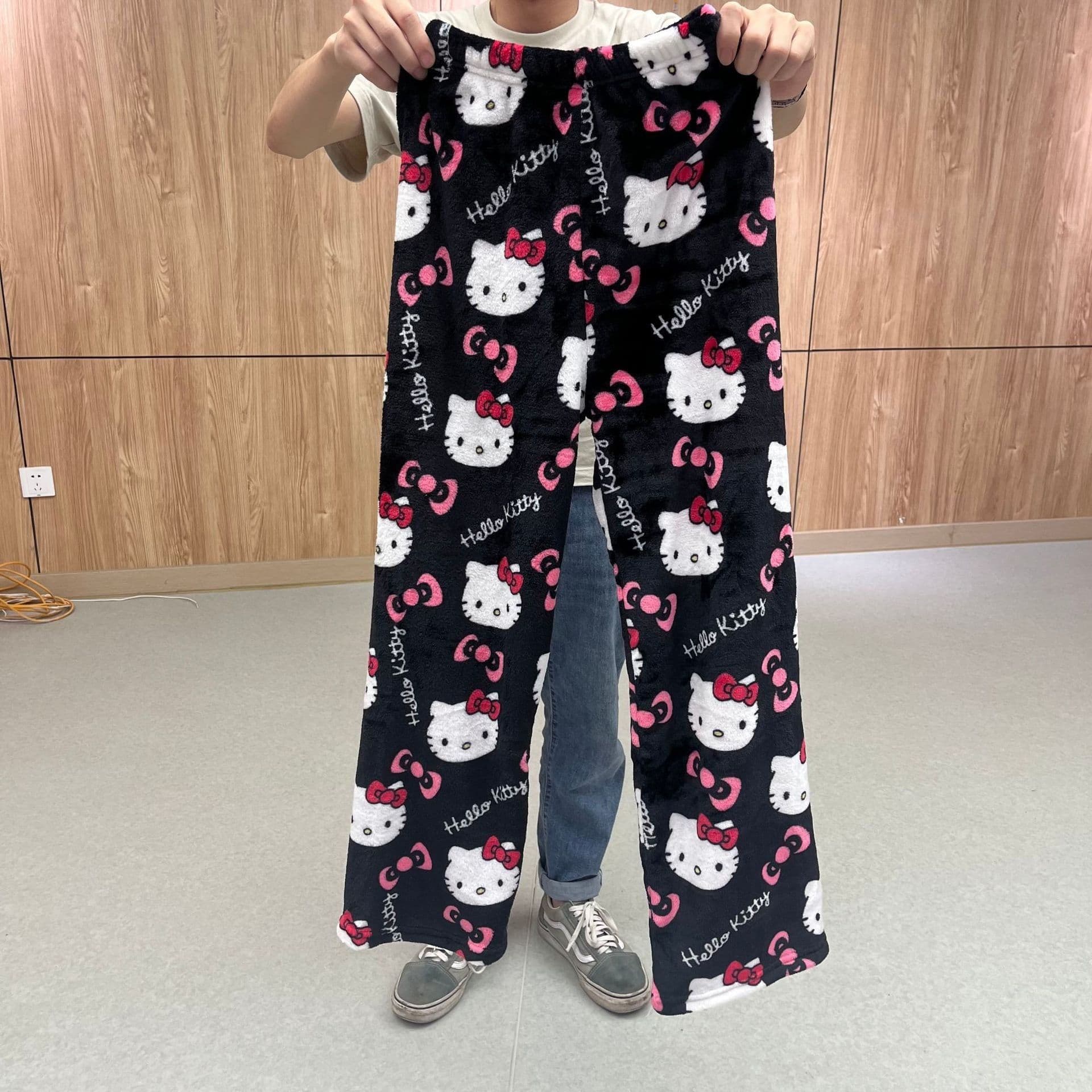 image-Flannel Cartoon Hello Kitty Pajama Pants - Pink
