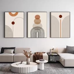image-Modern Minimalist Living Room Morandi Abstract Sofa Background Wall Three-piece Painting