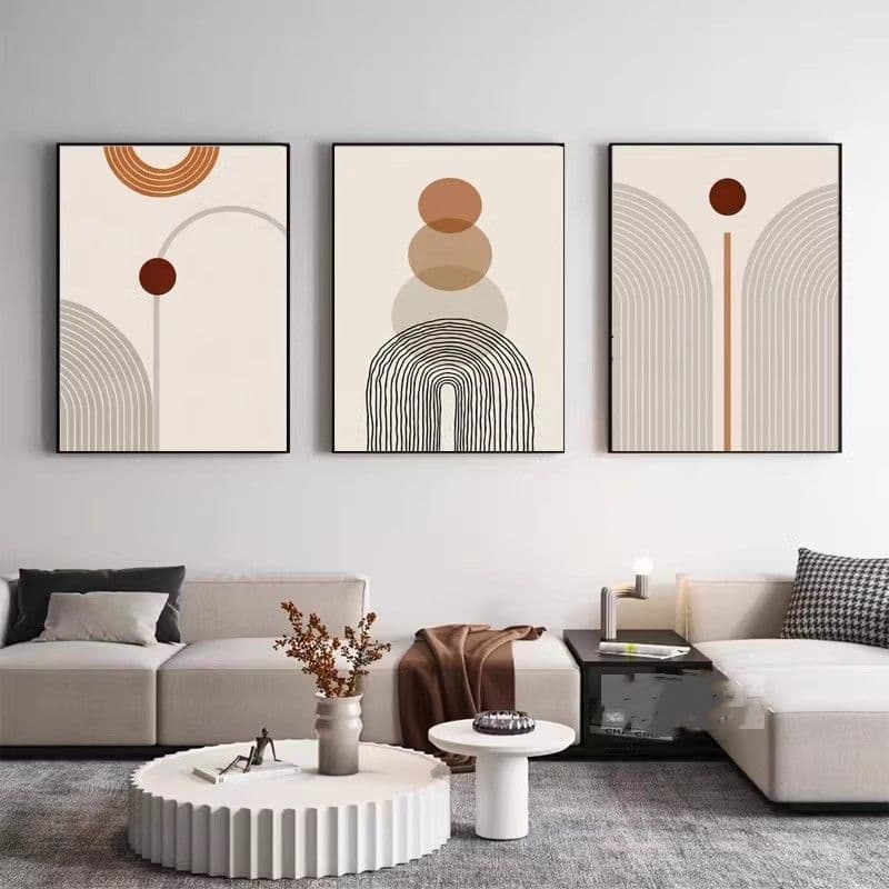 image-Modern Minimalist Living Room Morandi Abstract Sofa Background Wall Three-piece Painting