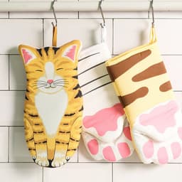 image-Cute Cat Paw Oven Mitts - Microwave Safe