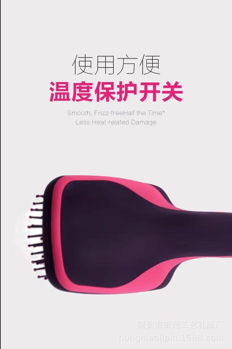 image-Heated Hair Comb Straightener - Pink/Black ABS