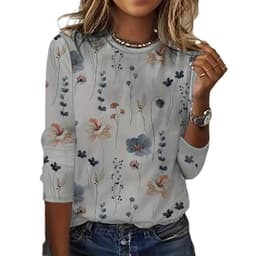 image-Juya 3D Floral Print Long-Sleeve T-Shirt - 6XL Women's Western Style