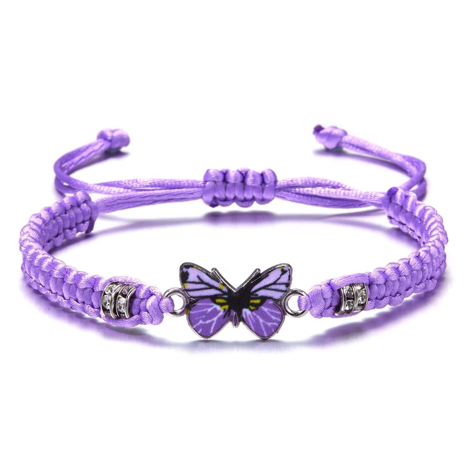 image-Butterfly Flower Bracelet Hand-Woven Adjustable