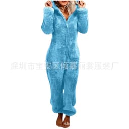 image-Women's Hooded Jumpsuit Fleece - Light Purple 5XL