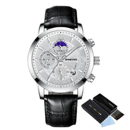 image-BINBOND B6187 Quartz Chronograph Watch - Black 42mm