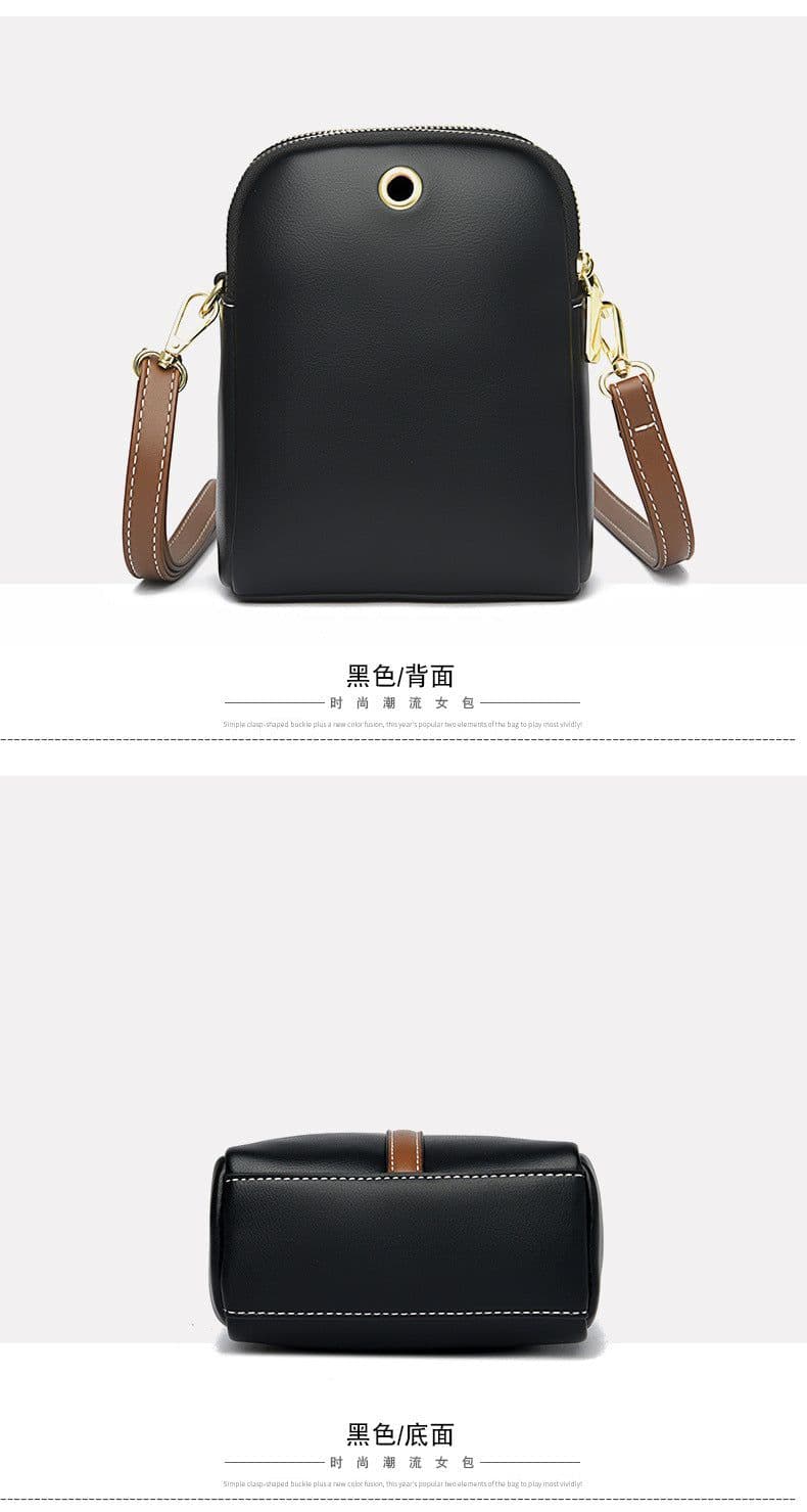image-PU Leather Crossbody Phone Bag - Black Small Square